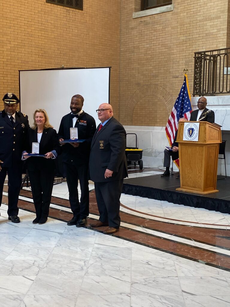 Suffolk Country Sheriff Thompson, Director of NECAT Joey Cuzzi, Chef Chris Faison, President of Massachusetts Sheriff Association Nicholas Cocchi and Pastor Dana